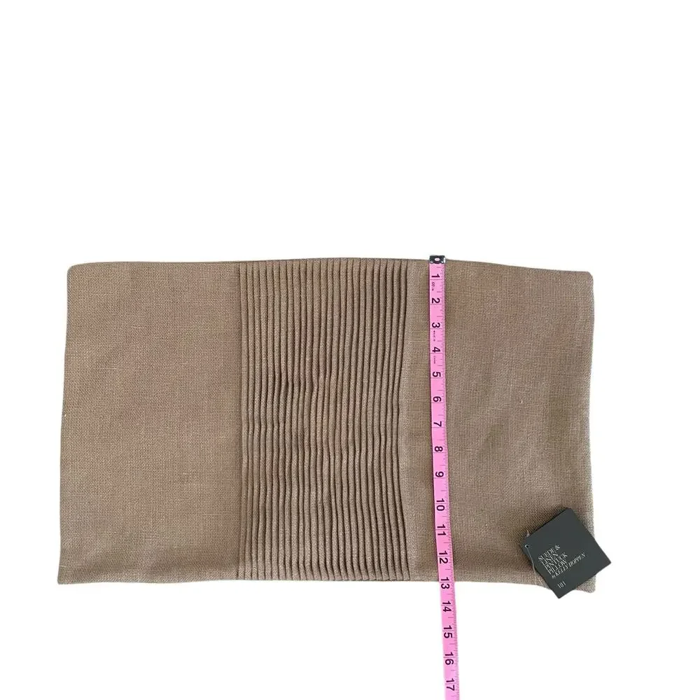 Restoration Hardware Suede & Linen Lumbar Pillow Cover 13x21 Camel NEW